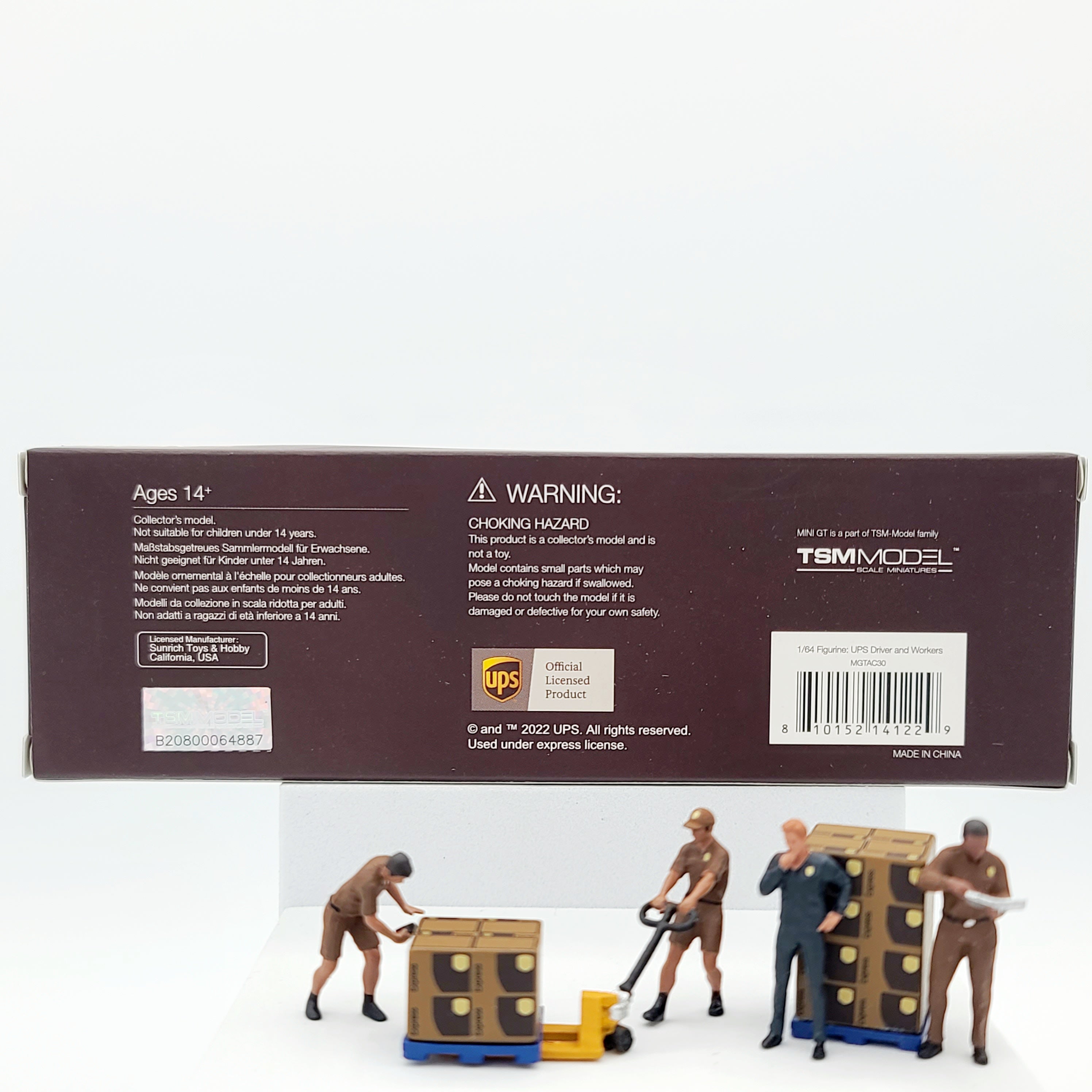 Mini GT Figurine: UPS Driver and Workers - 1:64 scale (2024 MIJO Exclusives - Limited Edition)